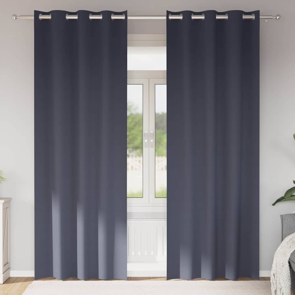 vidaXL Blackout Curtains with Rings 2 pcs Anthracite 260 x 140 cm