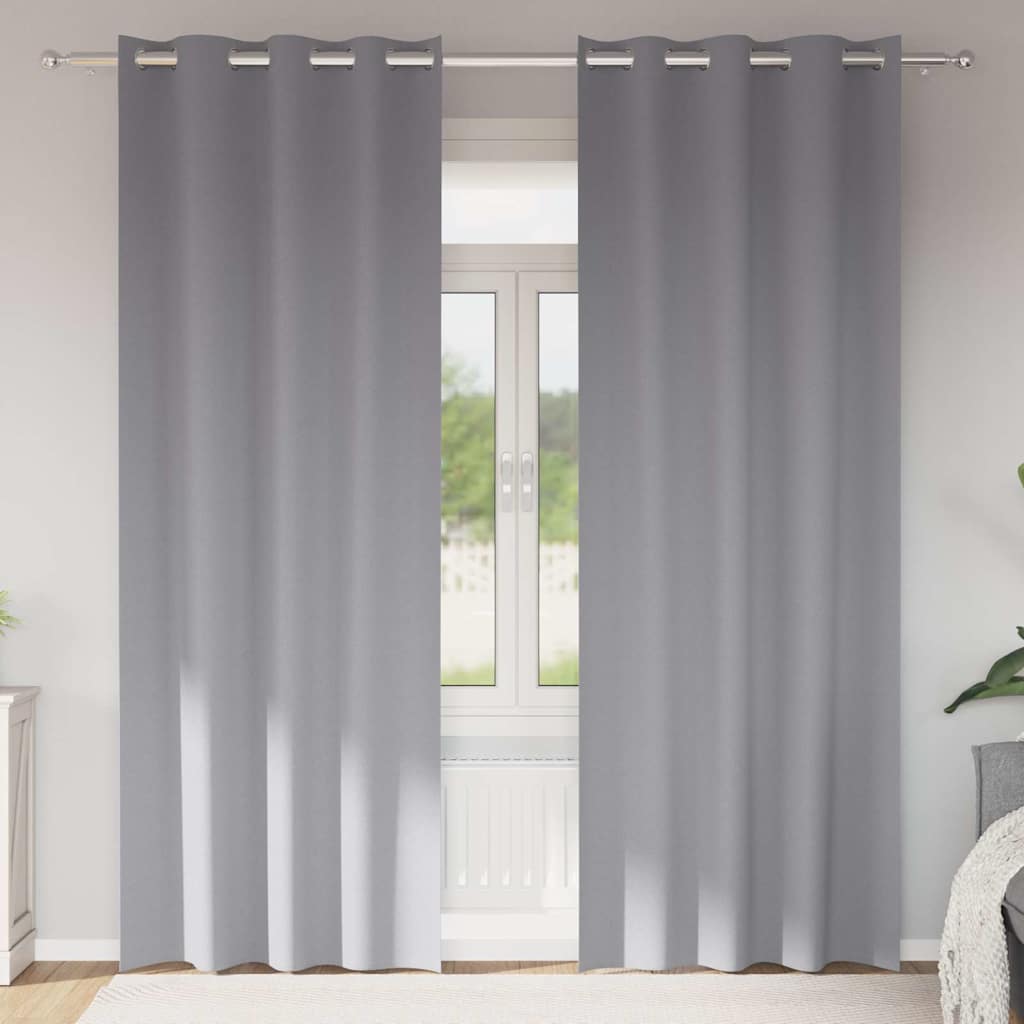 vidaXL Blackout Curtains with Rings 2 pcs Light Grey 225 x 140 cm