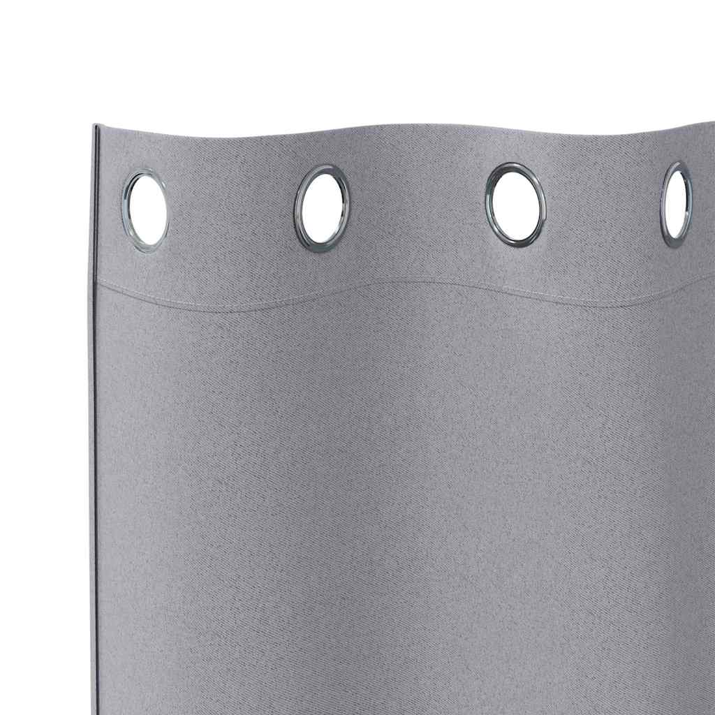 vidaXL Blackout Curtains with Rings 2 pcs Light Grey 260 x 140 cm