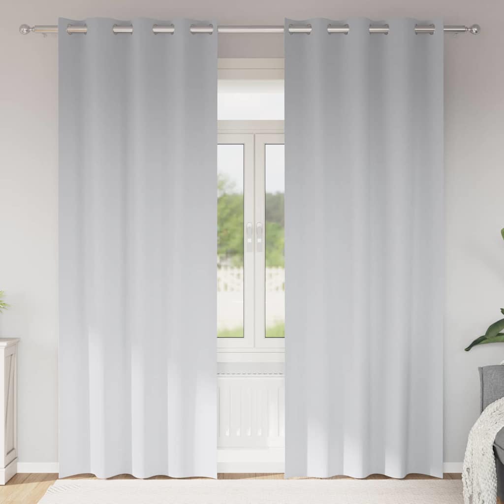 vidaXL Blackout Curtains with Rings 2 pcs Pale Grey 260 x 140 cm