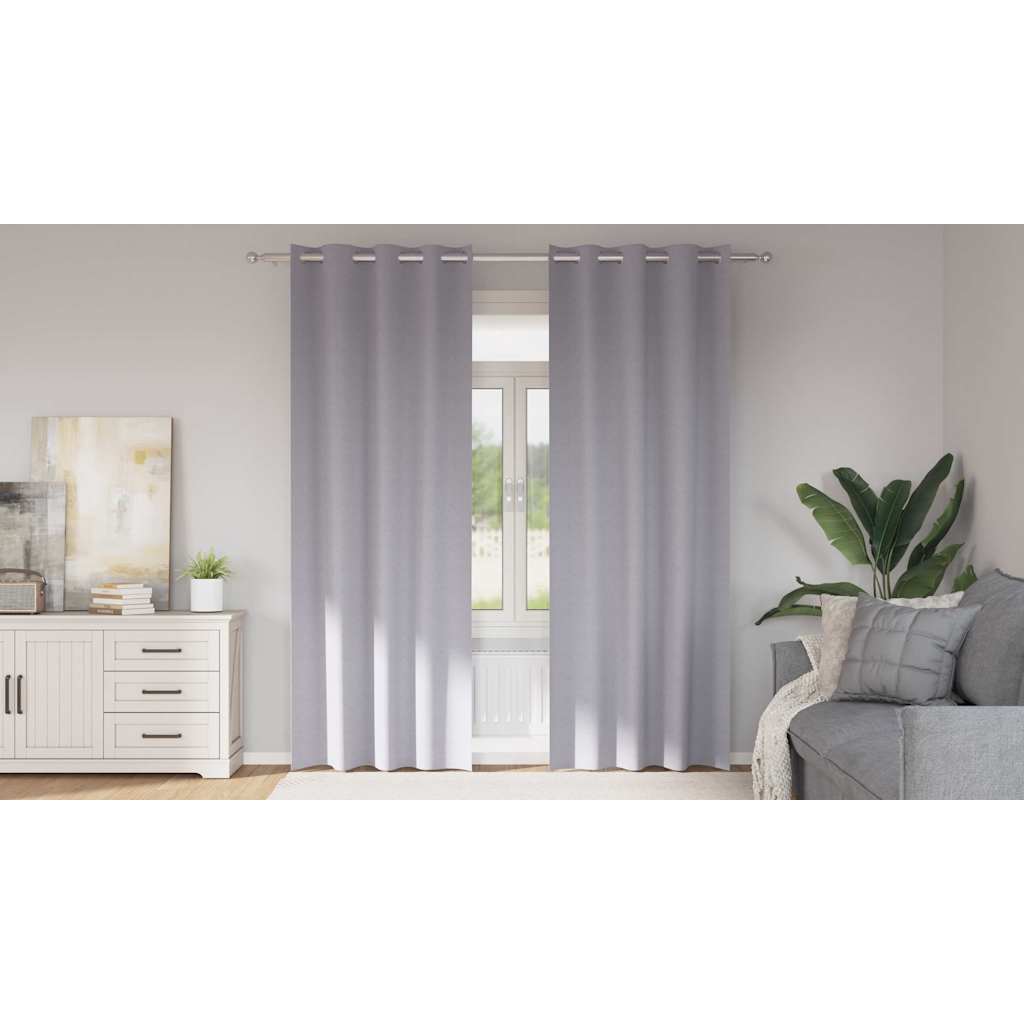 vidaXL Blackout Curtains with Rings 2 pcs Metal Grey 245 x 140 cm