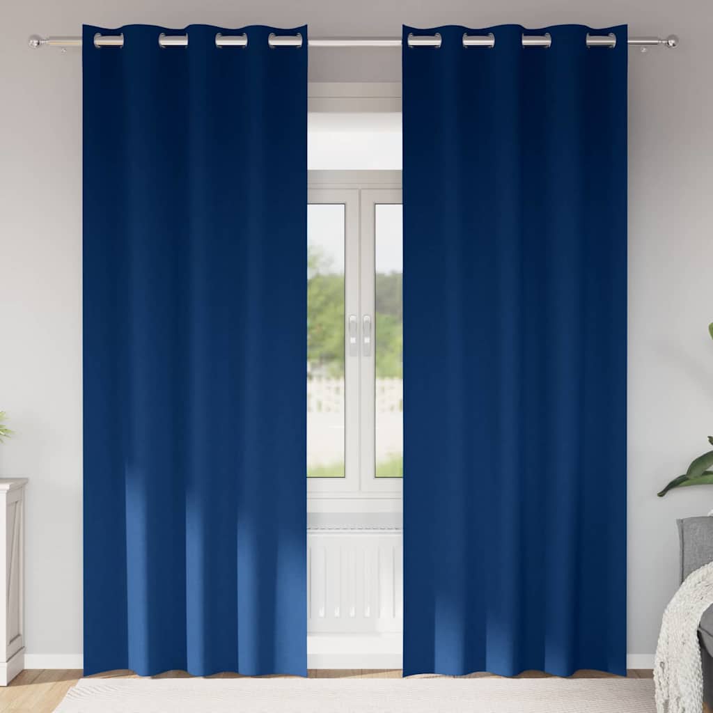 vidaXL Blackout Curtains with Rings 2 pcs Dark Blue 245 x 140 cm