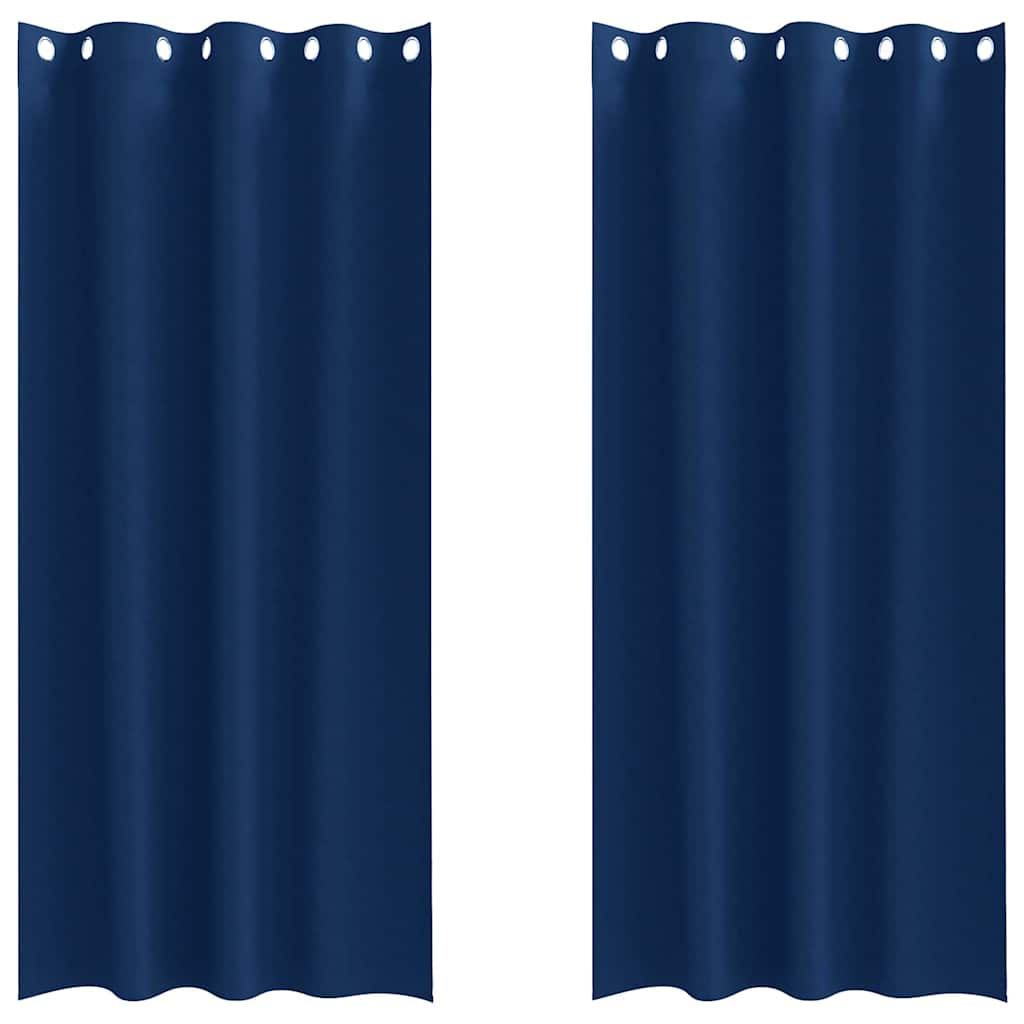 vidaXL Blackout Curtains with Rings 2 pcs Dark Blue 245 x 140 cm