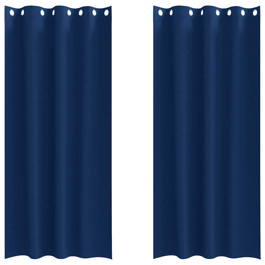 vidaXL Blackout Curtains with Rings 2 pcs Dark Blue 245 x 140 cm