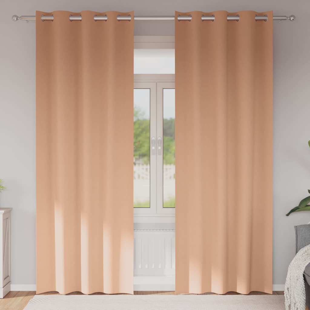 vidaXL Blackout Curtains with Rings 2 pcs Light Brown 225 x 140 cm