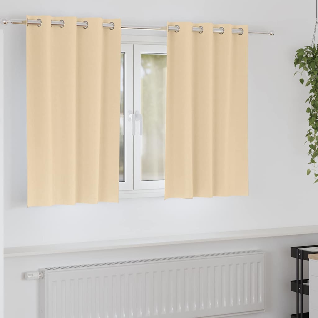 vidaXL Blackout Curtains with Rings 2 pcs Cream 140 x 140 cm Polyester