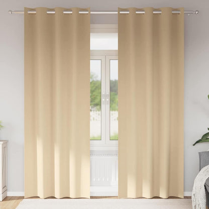 vidaXL Blackout Curtains with Rings 2 pcs Cream 225 x 140 cm Polyester