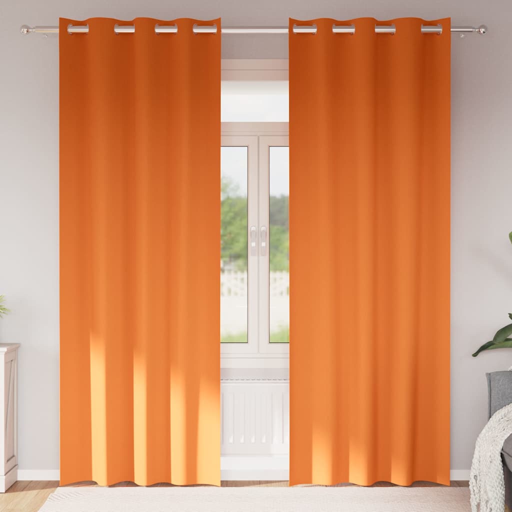 vidaXL Blackout Curtains with Rings 2 pcs Bright Orange 260 x 140 cm
