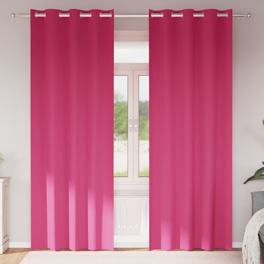 vidaXL Blackout Curtains with Rings 2 pcs Bright Pink 245 x 140 cm