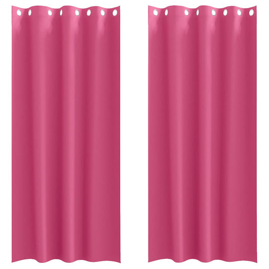 vidaXL Blackout Curtains with Rings 2 pcs Bright Pink 260 x 140 cm