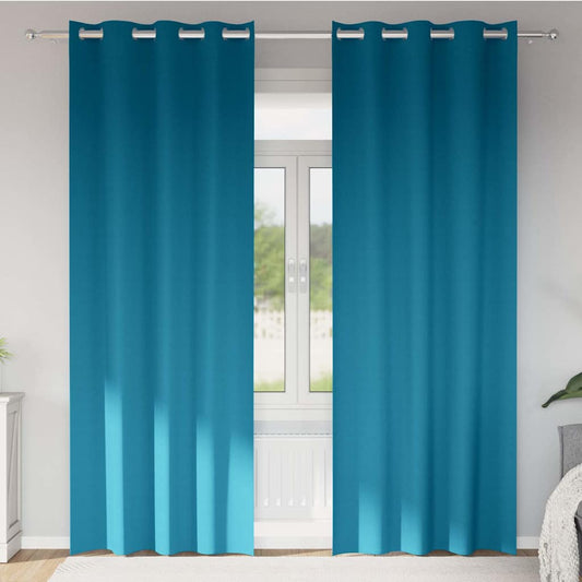 vidaXL Blackout Curtains with Rings 2 pcs Turquoise 260 x 140 cm