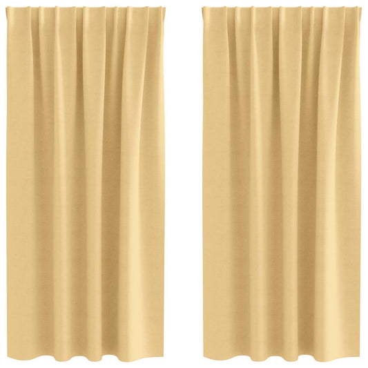 vidaXL Blackout Curtains with Rings 2 pcs Beige 175 x 140 cm Polyester