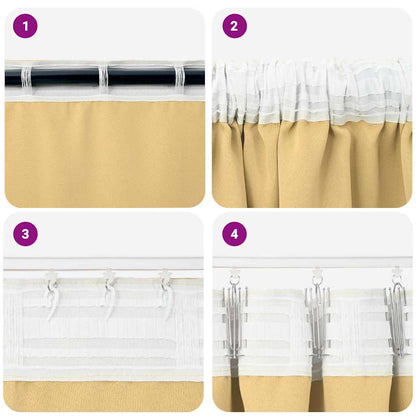 vidaXL Blackout Curtains with Rings 2 pcs Beige 260 x 140 cm Polyester