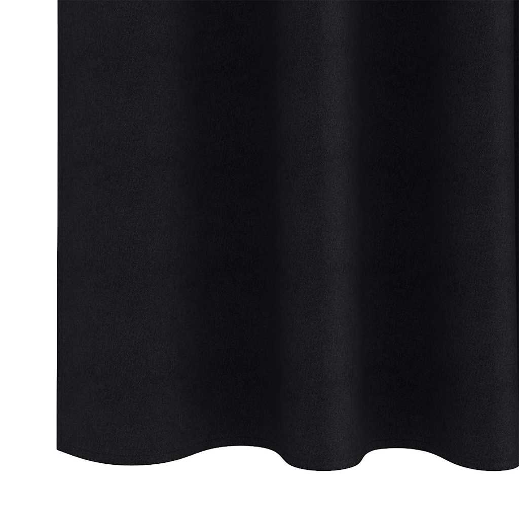 vidaXL Blackout Curtains with Rings 2 pcs Black 225 x 140 cm Polyester