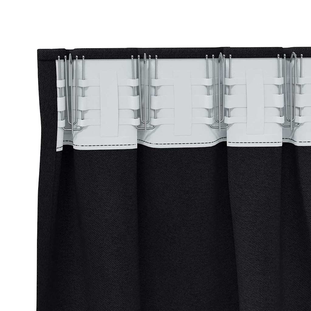 vidaXL Blackout Curtains with Rings 2 pcs Black 245 x 140 cm Polyester