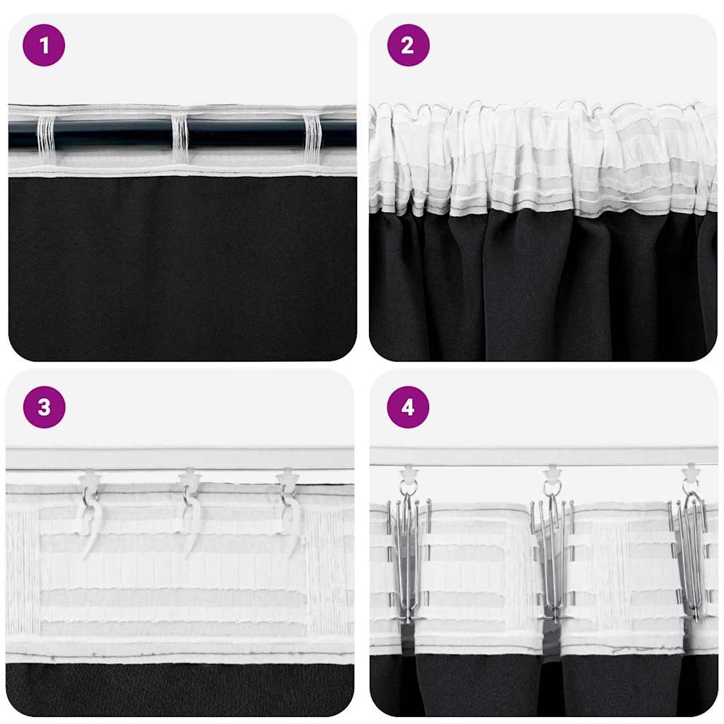 vidaXL Blackout Curtains with Rings 2 pcs Black 245 x 140 cm Polyester