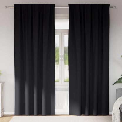 vidaXL Blackout Curtains with Rings 2 pcs Black 260 x 140 cm Polyester