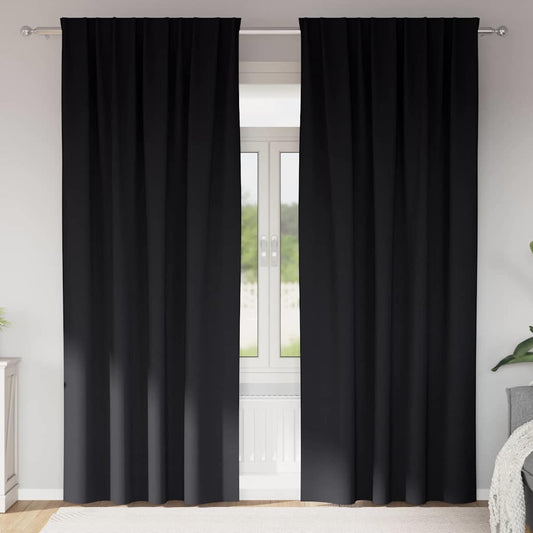 vidaXL Blackout Curtains with Rings 2 pcs Black 260 x 140 cm Polyester