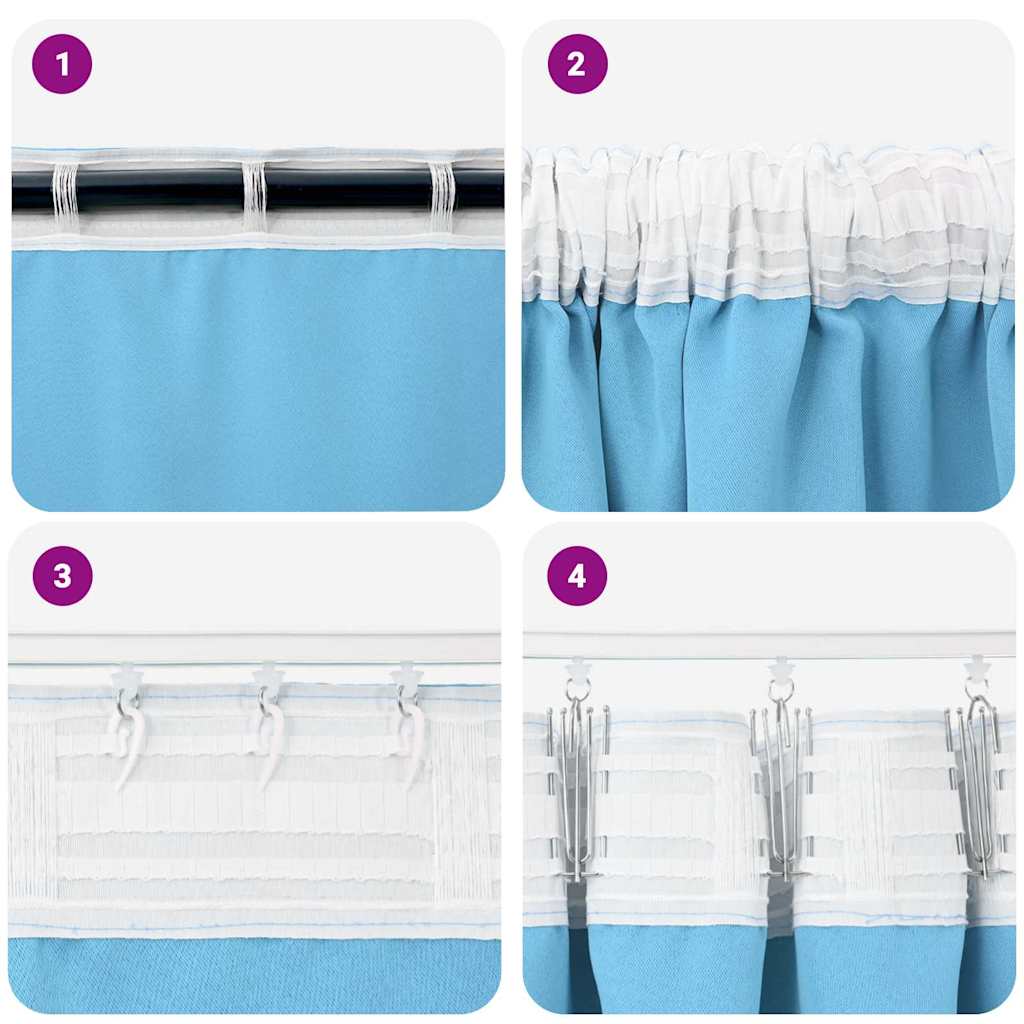 vidaXL Blackout Curtains with Rings 2 pcs Light Blue 225 x 140 cm