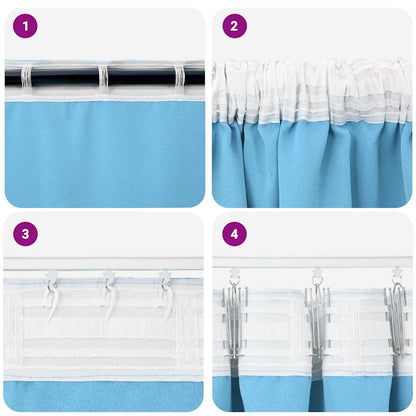 vidaXL Blackout Curtains with Rings 2 pcs Light Blue 225 x 140 cm