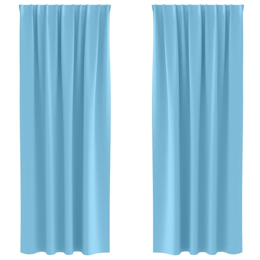 vidaXL Blackout Curtains with Rings 2 pcs Light Blue 225 x 140 cm