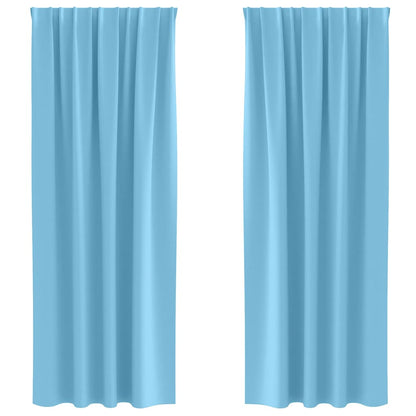 vidaXL Blackout Curtains with Rings 2 pcs Light Blue 225 x 140 cm