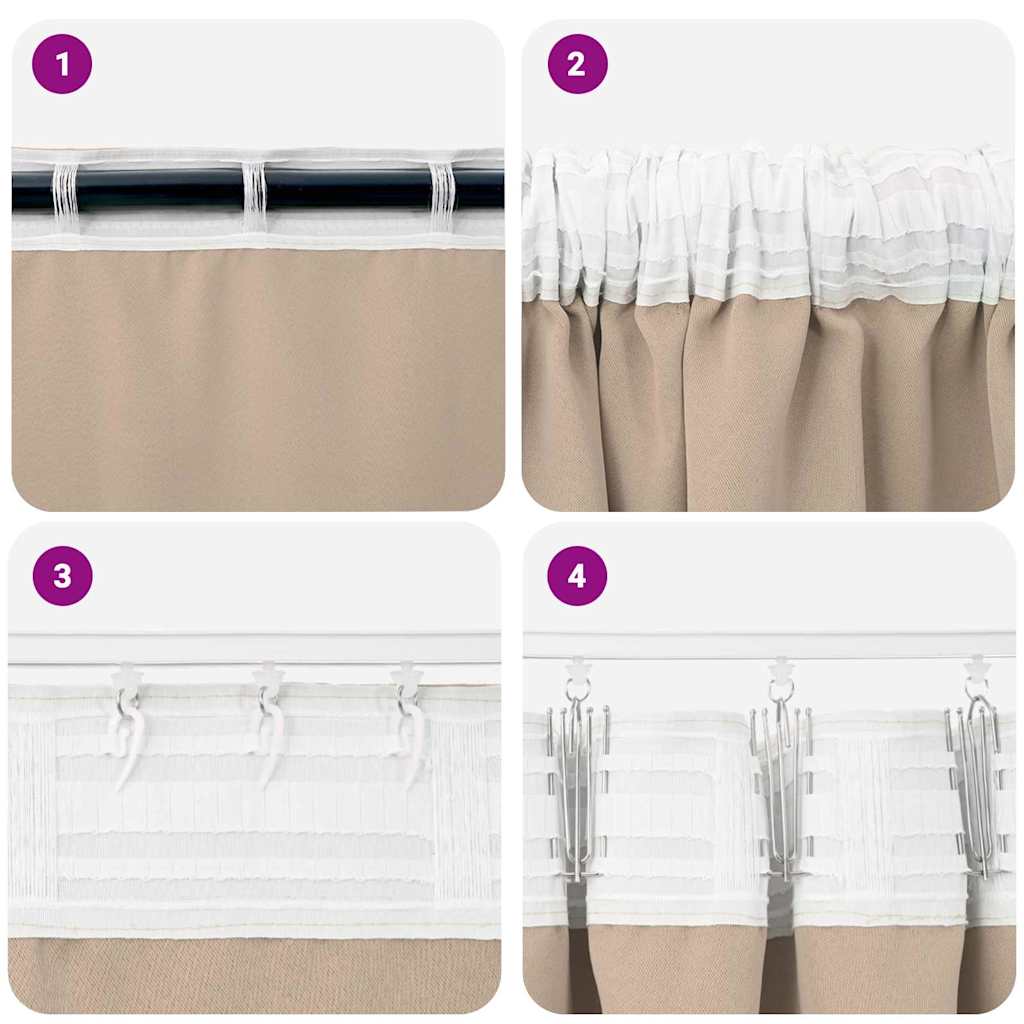 vidaXL Blackout Curtains with Rings 2 pcs Taupe 260 x 140 cm Polyester