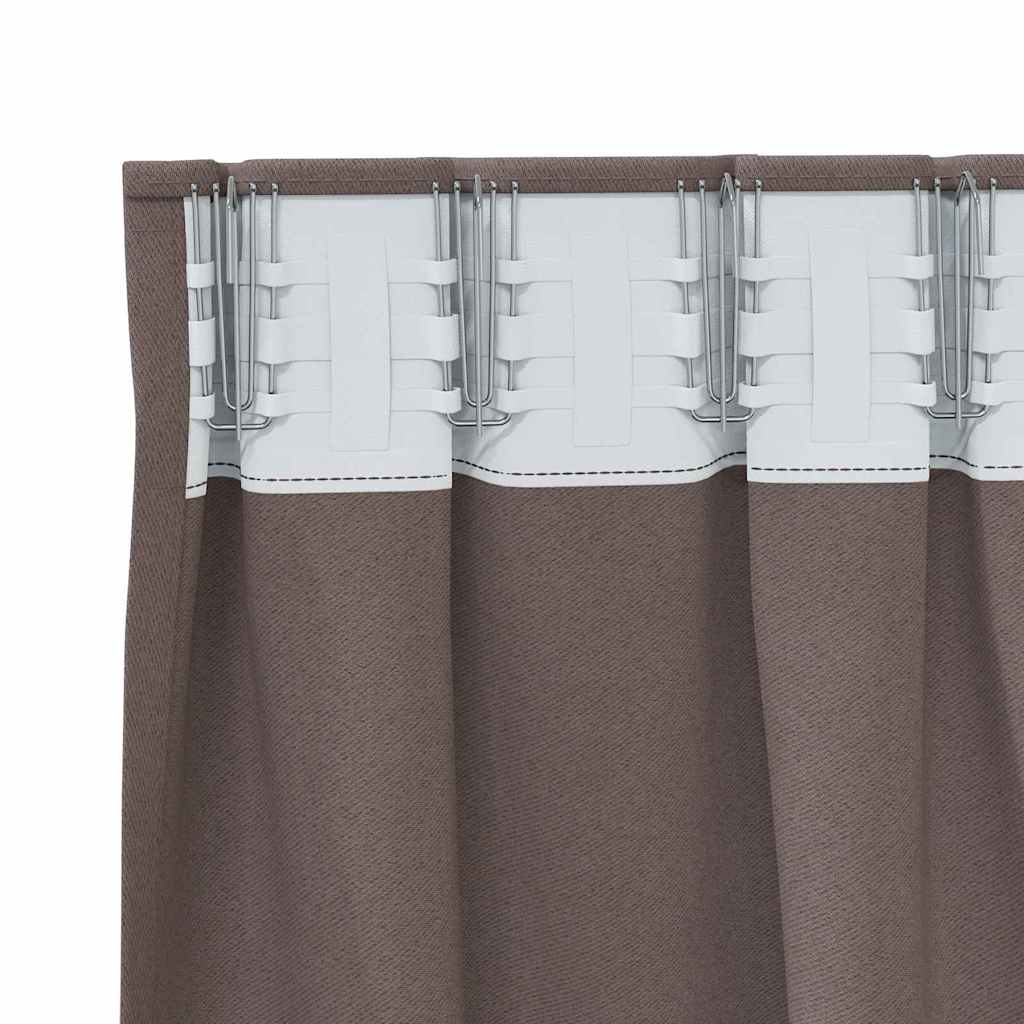 vidaXL Blackout Curtains with Rings 2 pcs Dark Brown 225 x 140 cm