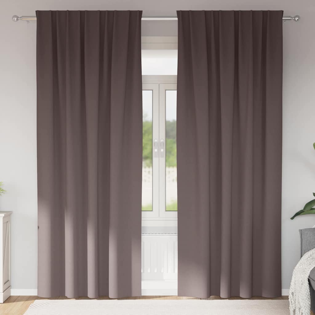 vidaXL Blackout Curtains with Rings 2 pcs Dark Brown 260 x 140 cm