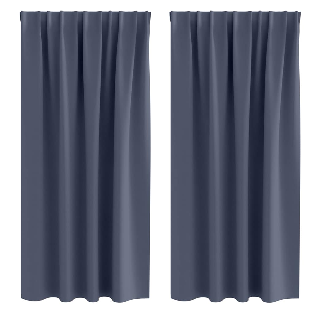 vidaXL Blackout Curtains with Rings 2 pcs Anthracite 175 x 140 cm