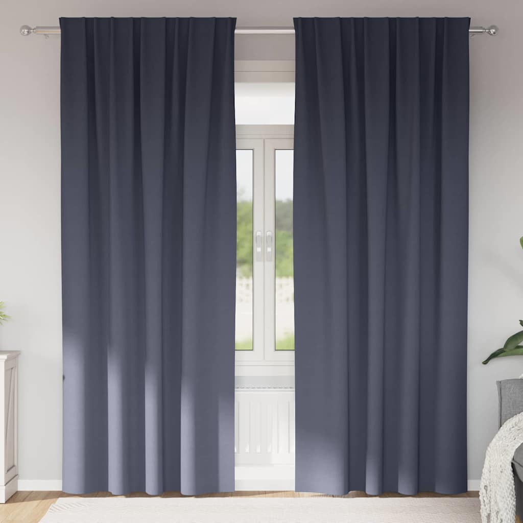 vidaXL Blackout Curtains with Rings 2 pcs Anthracite 245 x 140 cm