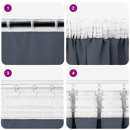 vidaXL Blackout Curtains with Rings 2 pcs Anthracite 260 x 140 cm