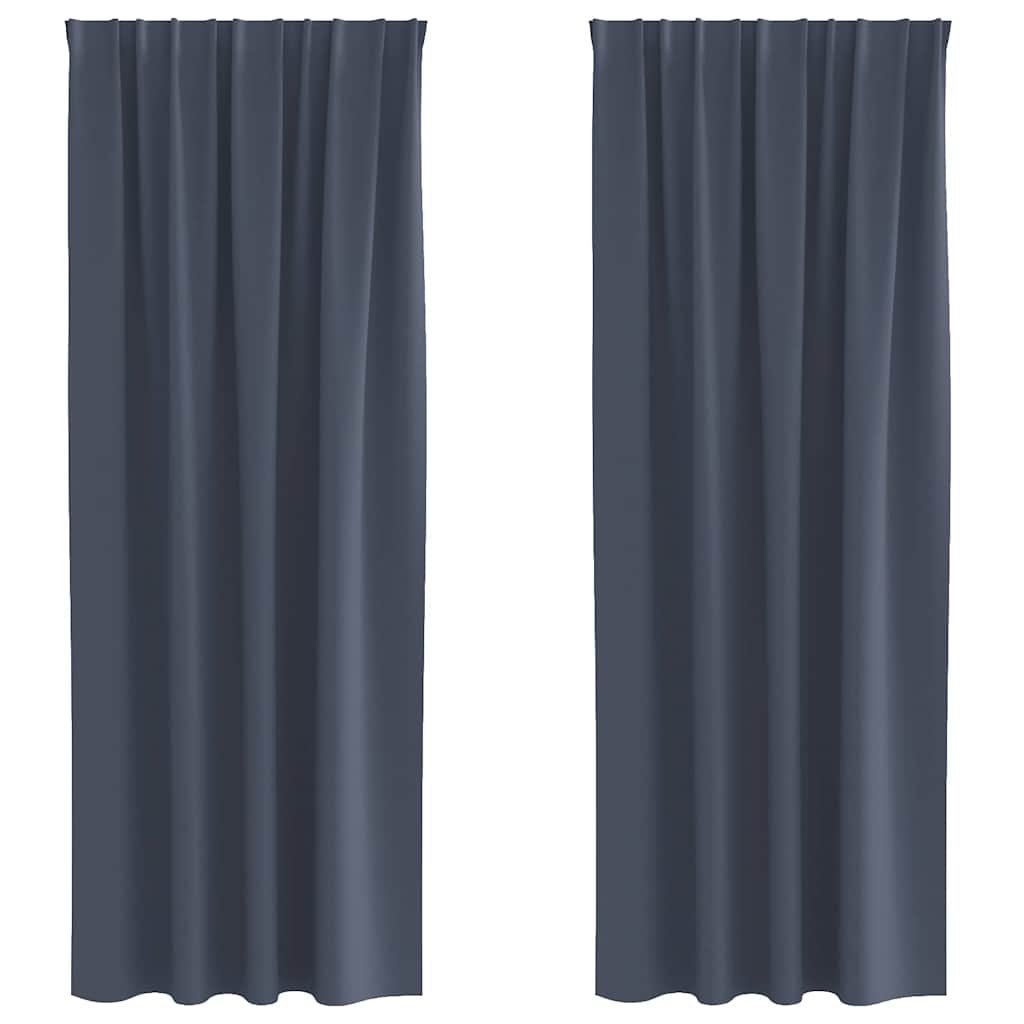 vidaXL Blackout Curtains with Rings 2 pcs Anthracite 260 x 140 cm