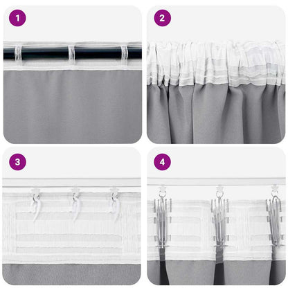 vidaXL Blackout Curtains with Rings 2 pcs Light Grey 245 x 140 cm