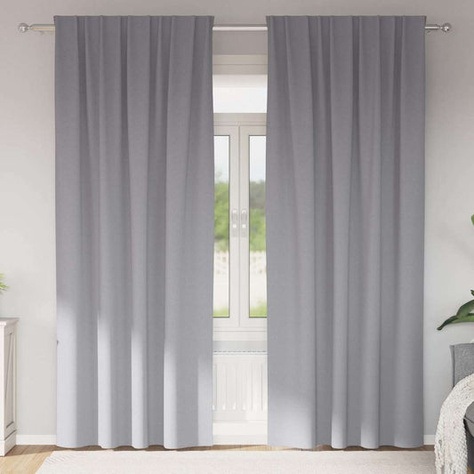 vidaXL Blackout Curtains with Rings 2 pcs Light Grey 245 x 140 cm