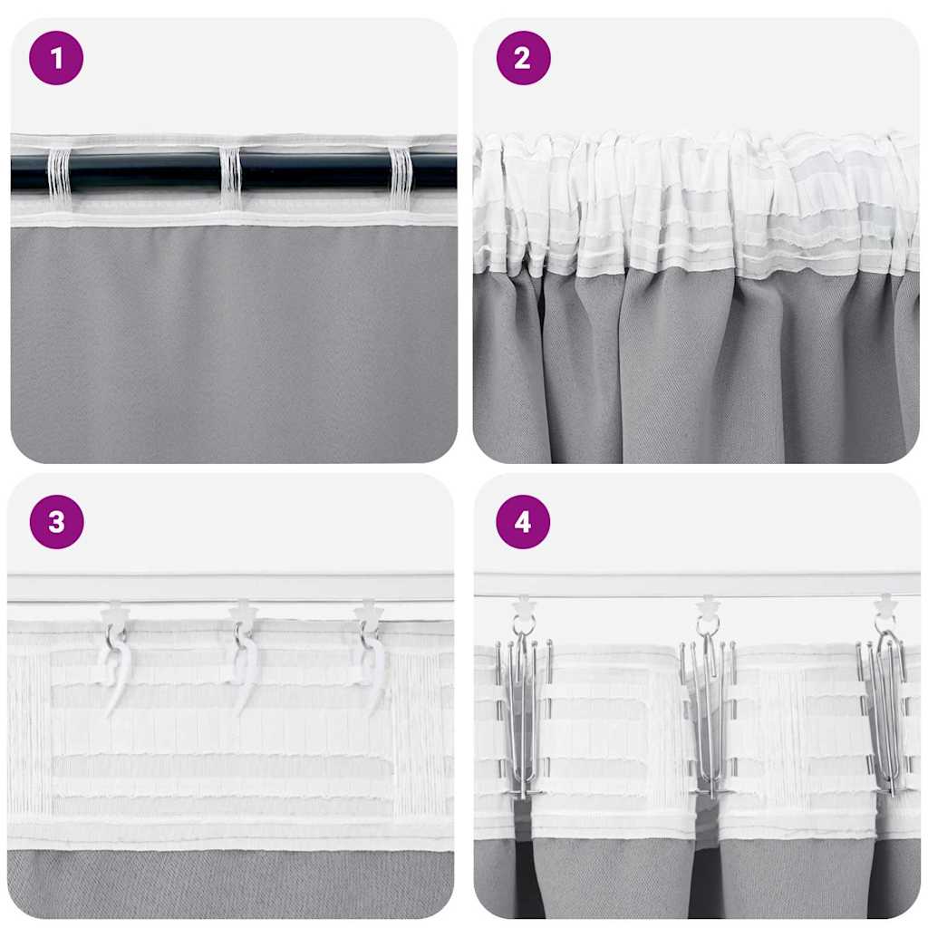 vidaXL Blackout Curtains with Rings 2 pcs Light Grey 260 x 140 cm