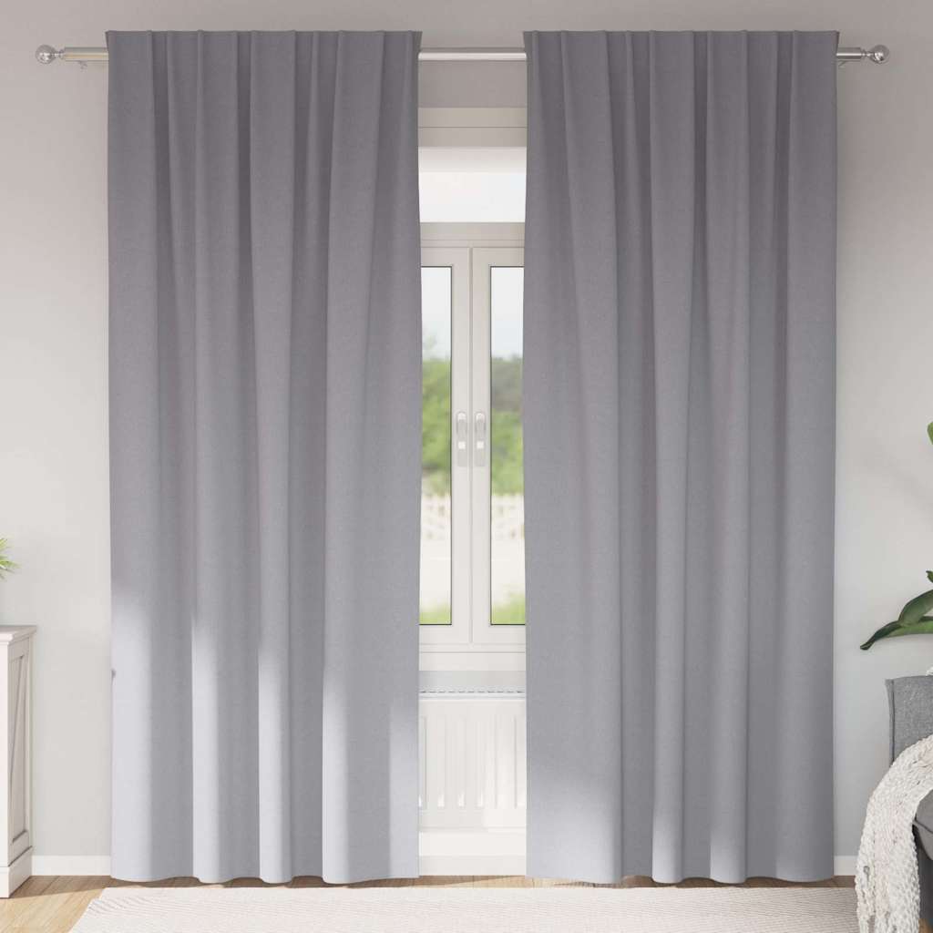 vidaXL Blackout Curtains with Rings 2 pcs Light Grey 260 x 140 cm