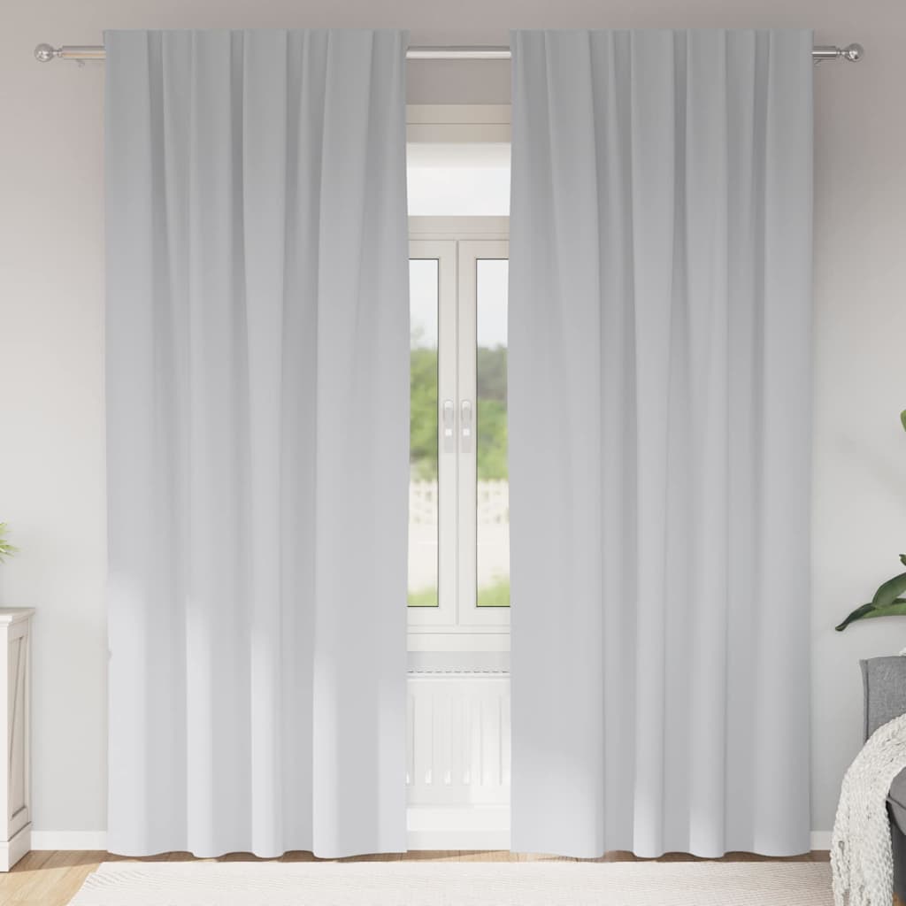 vidaXL Blackout Curtains with Rings 2 pcs Pale Grey 225 x 140 cm