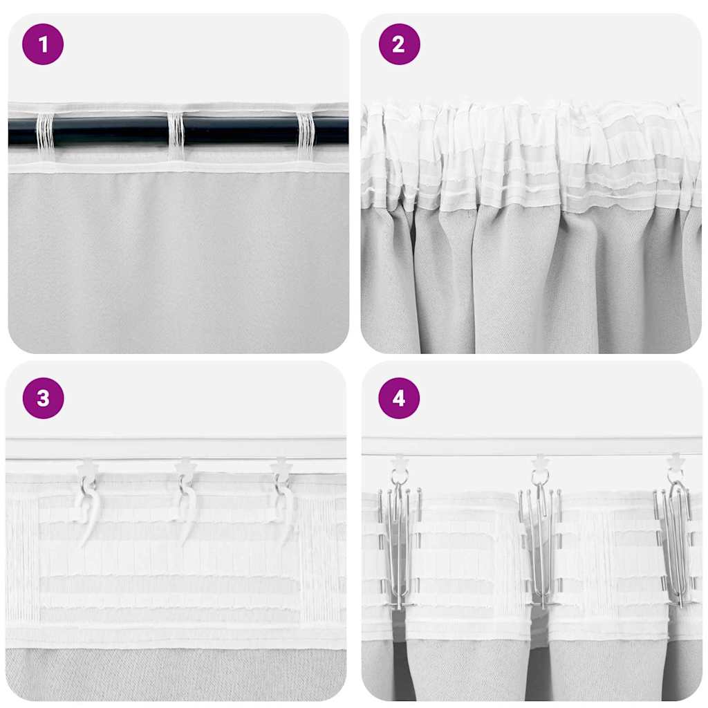 vidaXL Blackout Curtains with Rings 2 pcs Pale Grey 245 x 140 cm
