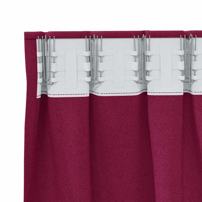 vidaXL Blackout Curtains with Rings 2 pcs Wine Red 260 x 140 cm