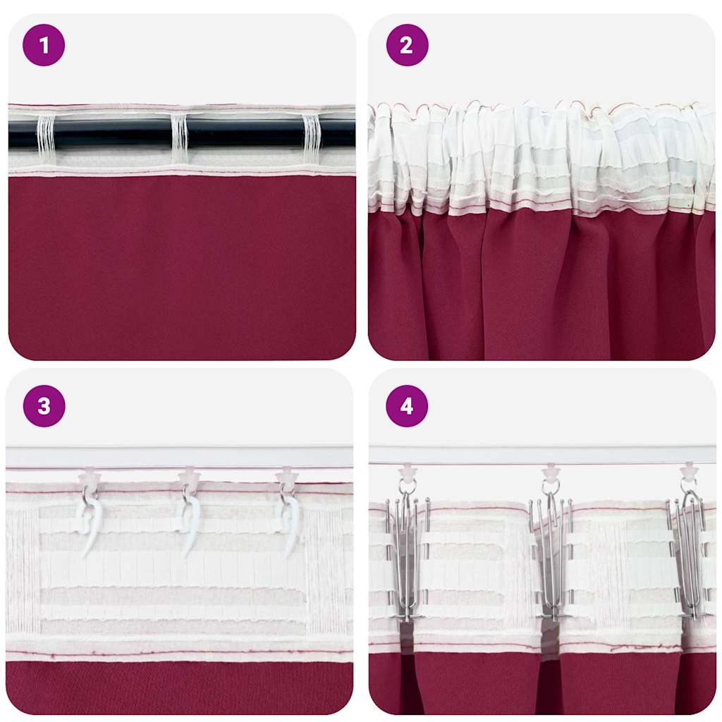 vidaXL Blackout Curtains with Rings 2 pcs Wine Red 260 x 140 cm
