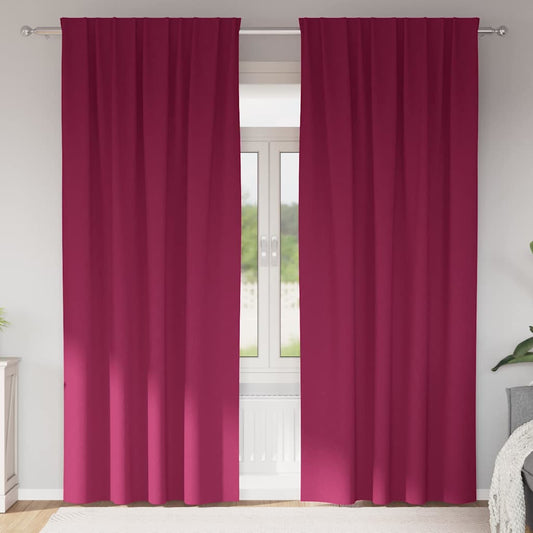 vidaXL Blackout Curtains with Rings 2 pcs Wine Red 260 x 140 cm
