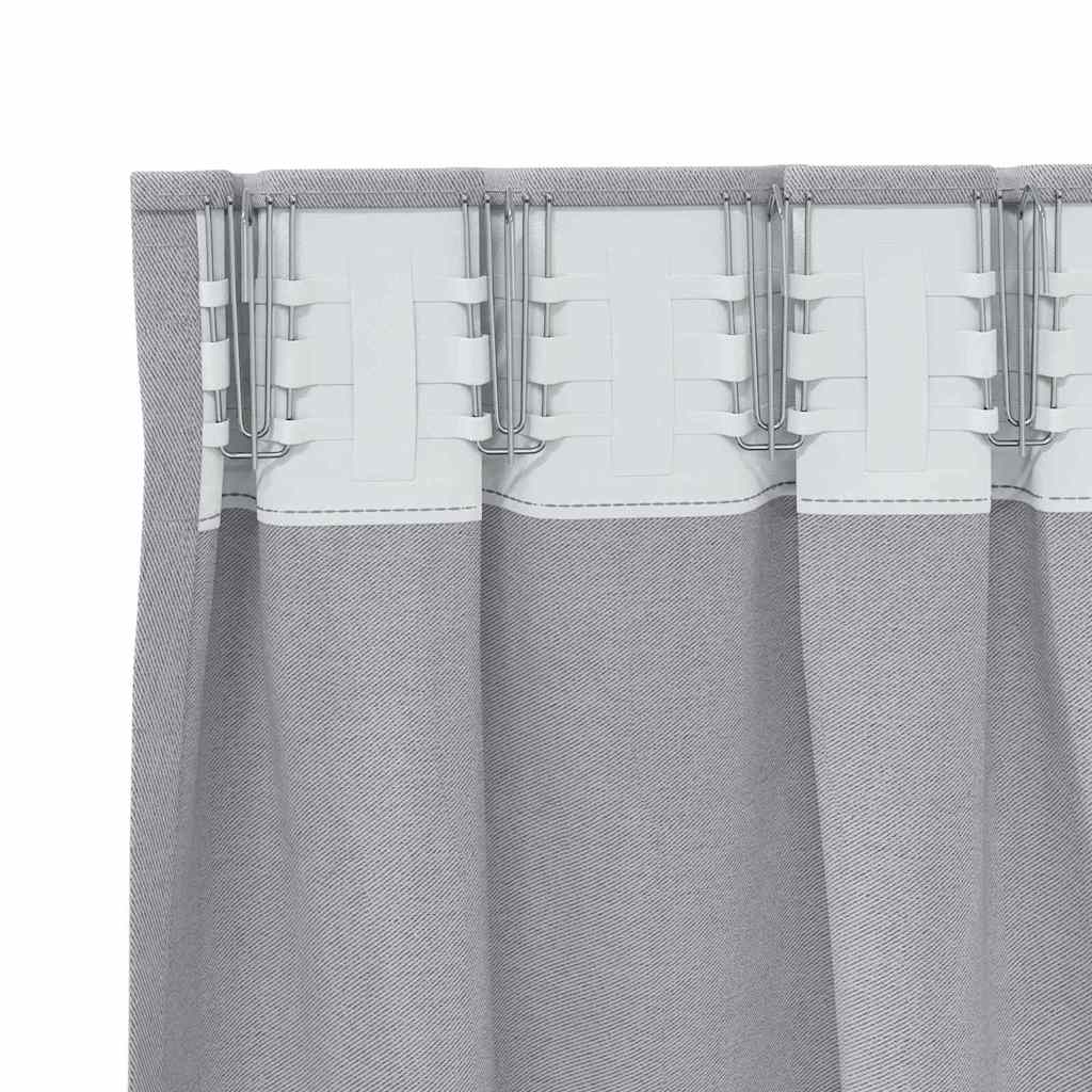 vidaXL Blackout Curtains with Rings 2 pcs Metal Grey 175 x 140 cm