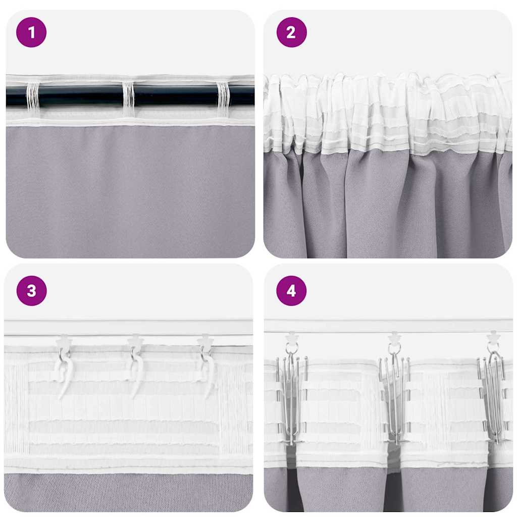 vidaXL Blackout Curtains with Rings 2 pcs Metal Grey 245 x 140 cm