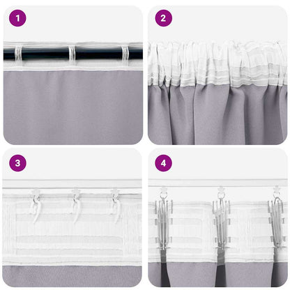 vidaXL Blackout Curtains with Rings 2 pcs Metal Grey 245 x 140 cm