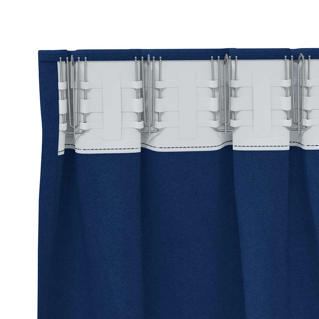 vidaXL Blackout Curtains with Rings 2 pcs Dark Blue 140 x 140 cm