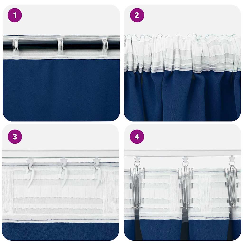 vidaXL Blackout Curtains with Rings 2 pcs Dark Blue 140 x 140 cm