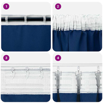 vidaXL Blackout Curtains with Rings 2 pcs Dark Blue 140 x 140 cm
