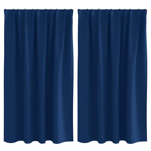 vidaXL Blackout Curtains with Rings 2 pcs Dark Blue 140 x 140 cm