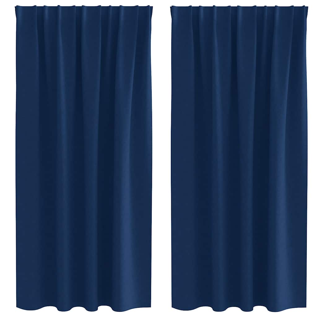vidaXL Blackout Curtains with Rings 2 pcs Dark Blue 175 x 140 cm